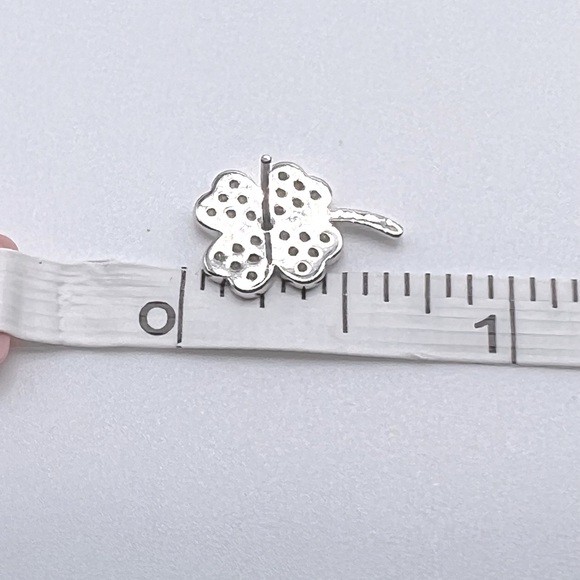 Sale $12 Firm! .925 Sterling 4 Leaf Clover Micro Pave Earrings - Picture 8 of 12